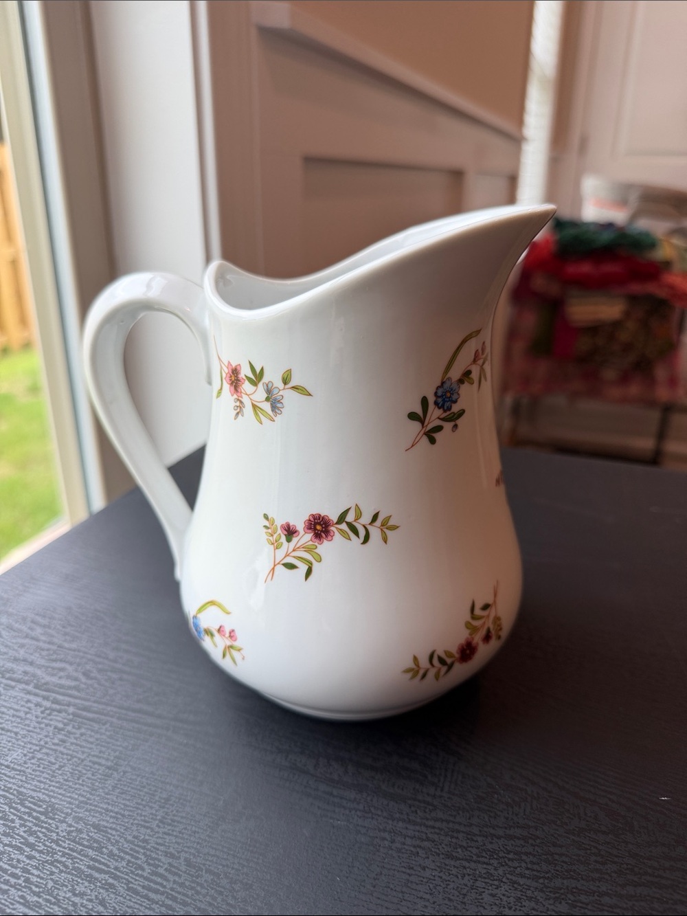 White Floral Ceramic Pitcher - Elegant Home Coffee & Tea Accessory